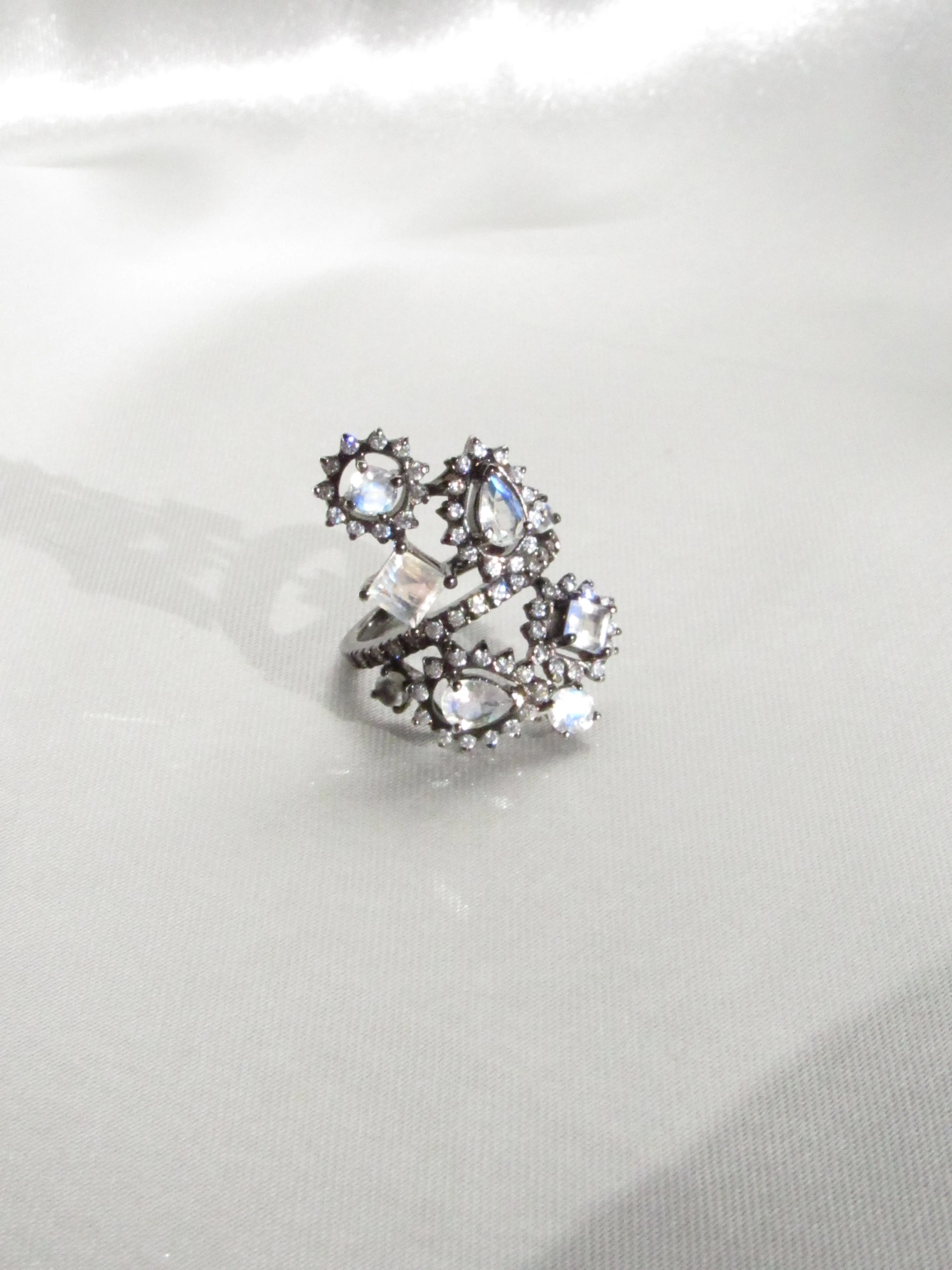 Iridescent Blue Moonstone Cocktail Ring