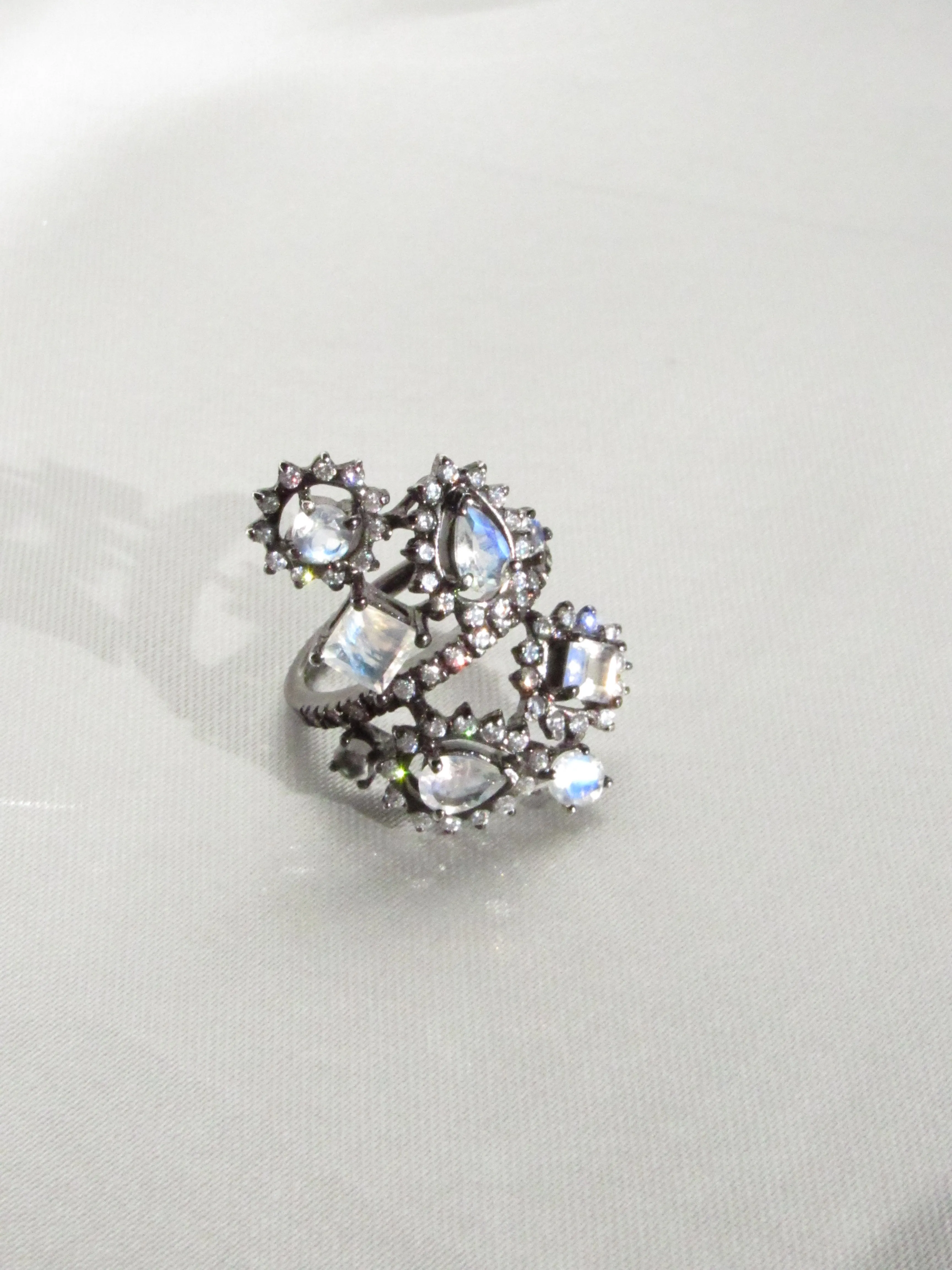 Iridescent Blue Moonstone Cocktail Ring