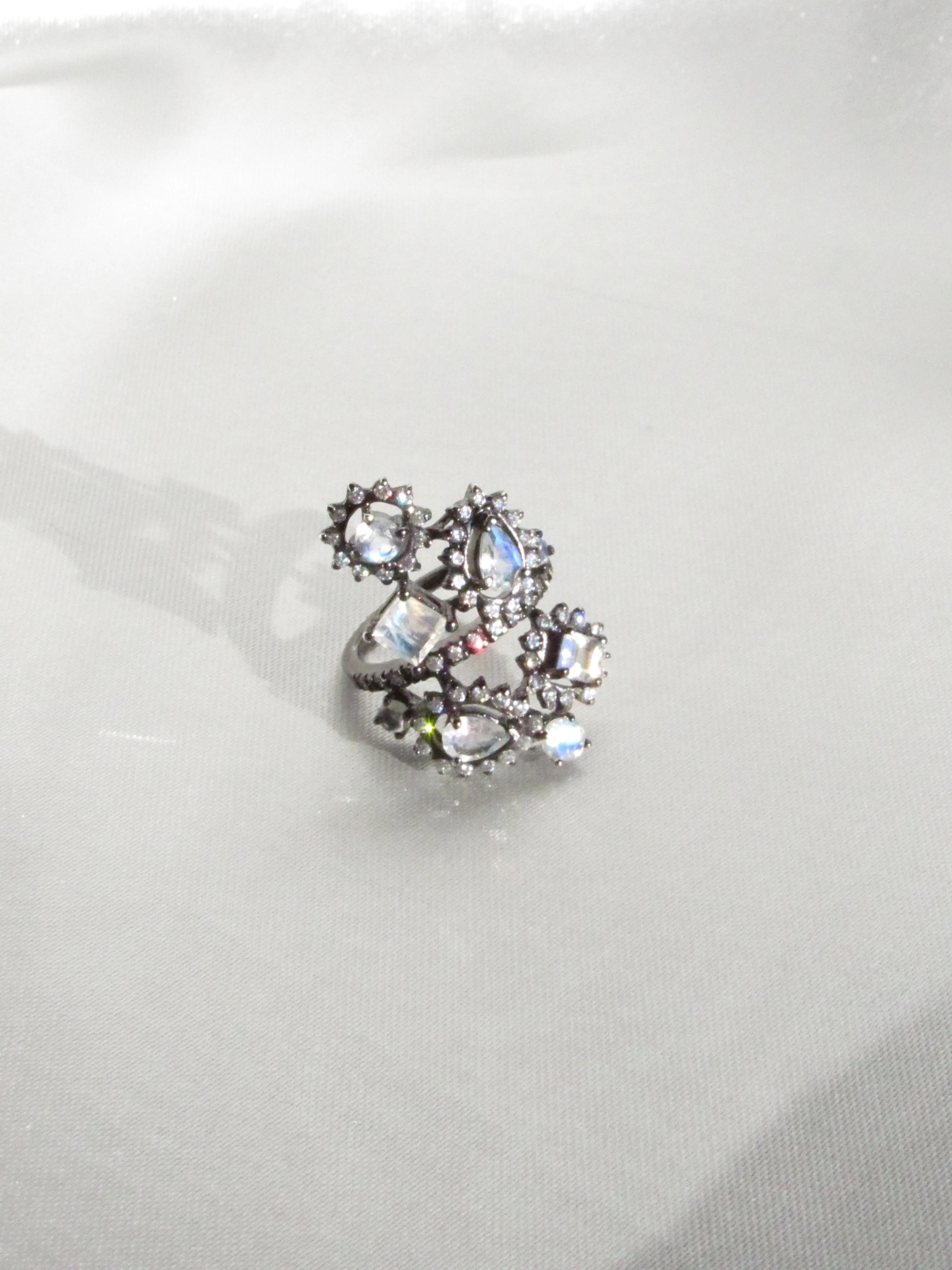 Iridescent Blue Moonstone Cocktail Ring
