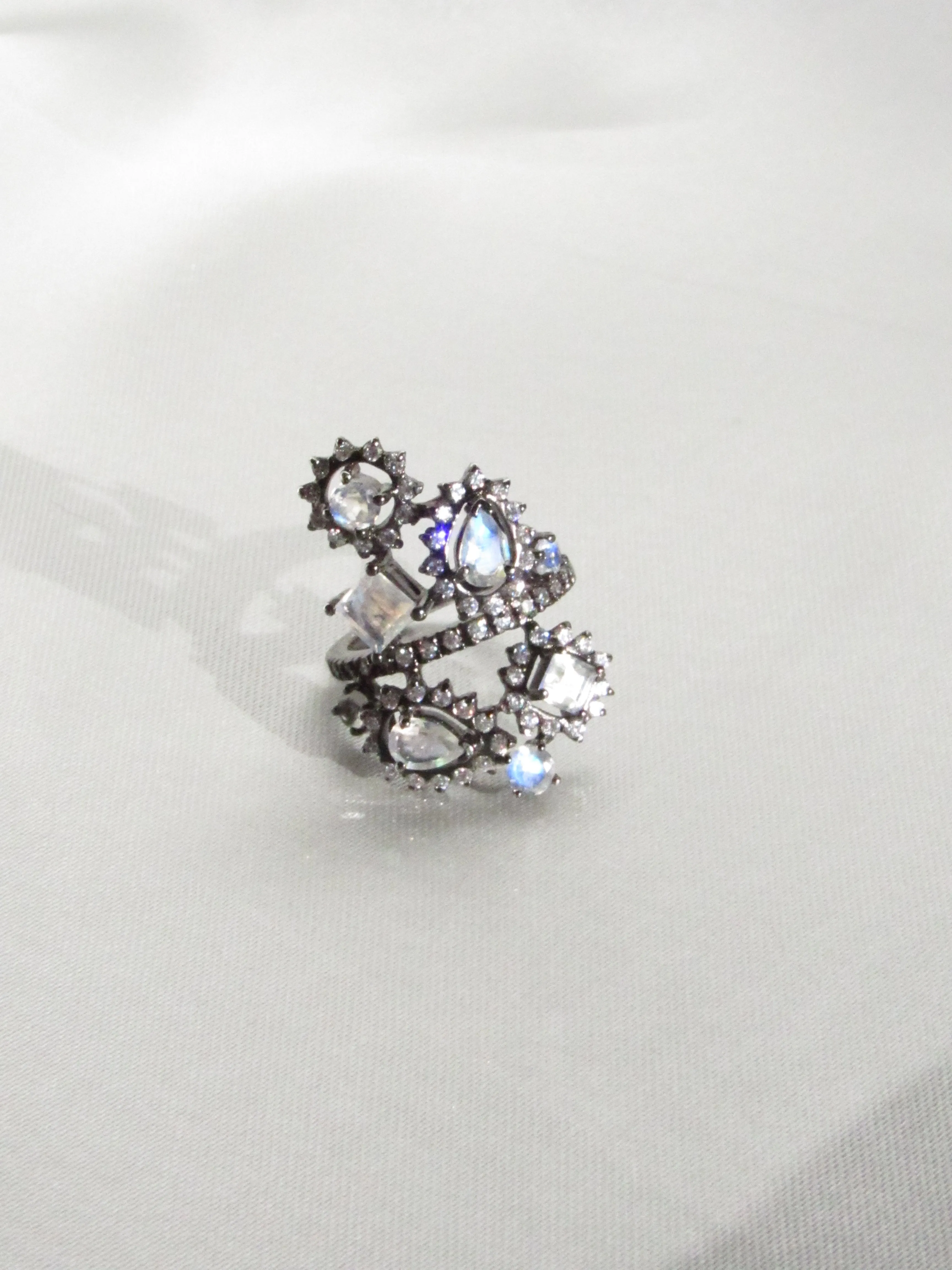 Iridescent Blue Moonstone Cocktail Ring