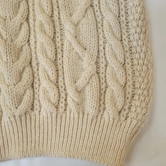 Irish Wool Ivory Pullover Fishermen's Sweater