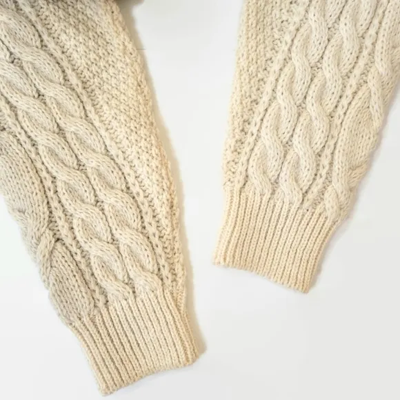 Irish Wool Ivory Pullover Fishermen's Sweater