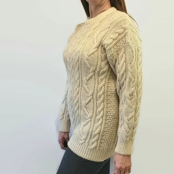 Irish Wool Ivory Pullover Fishermen's Sweater