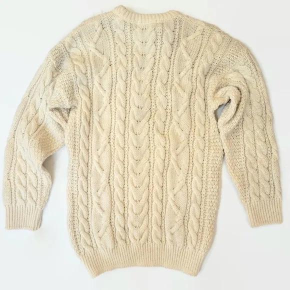 Irish Wool Ivory Pullover Fishermen's Sweater