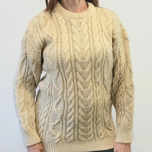 Irish Wool Ivory Pullover Fishermen's Sweater