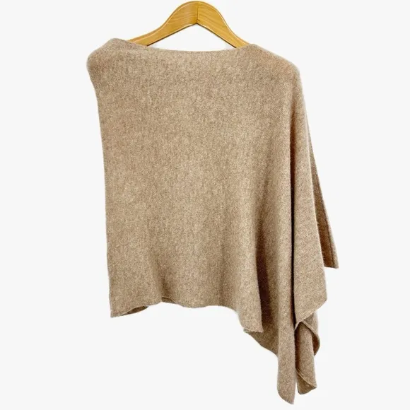 J. Crew Cashmere Wool Blend Cozy Asymmetrical Tan Poncho Shawl