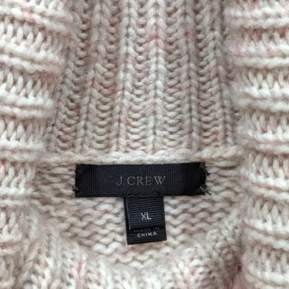J Crew Pale Pink Chunky Wool/Mohair Blend Turtleneck Sweater (XL)