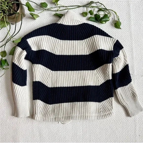 J.Crew Thick Knit Merino Wool Front-pocket Turtleneck Sweater in Rugby Stripe