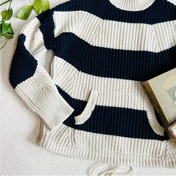 J.Crew Thick Knit Merino Wool Front-pocket Turtleneck Sweater in Rugby Stripe