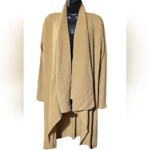 Jones New York Wool Blend Tan Open Front Sweater