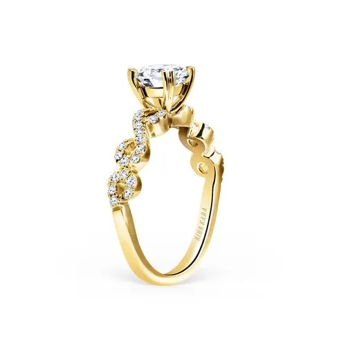 Kirk Kara Fancy Twist Round Cut Diamond Engagement Ring