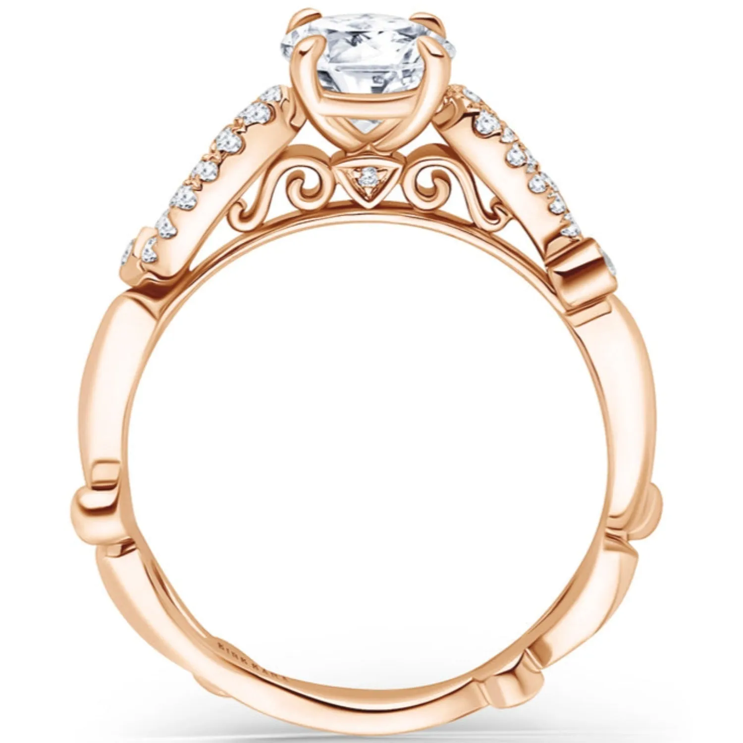 Kirk Kara "Rayana" Cathedral Diamond Engagement Ring with Oval Center