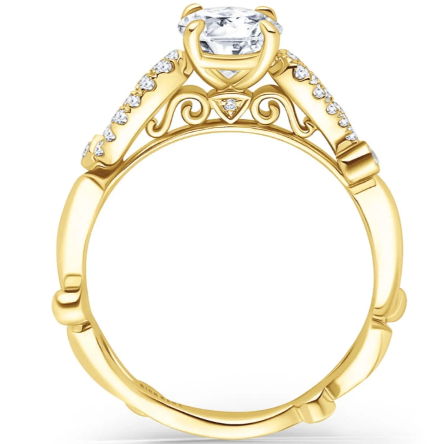 Kirk Kara "Rayana" Cathedral Diamond Engagement Ring with Oval Center