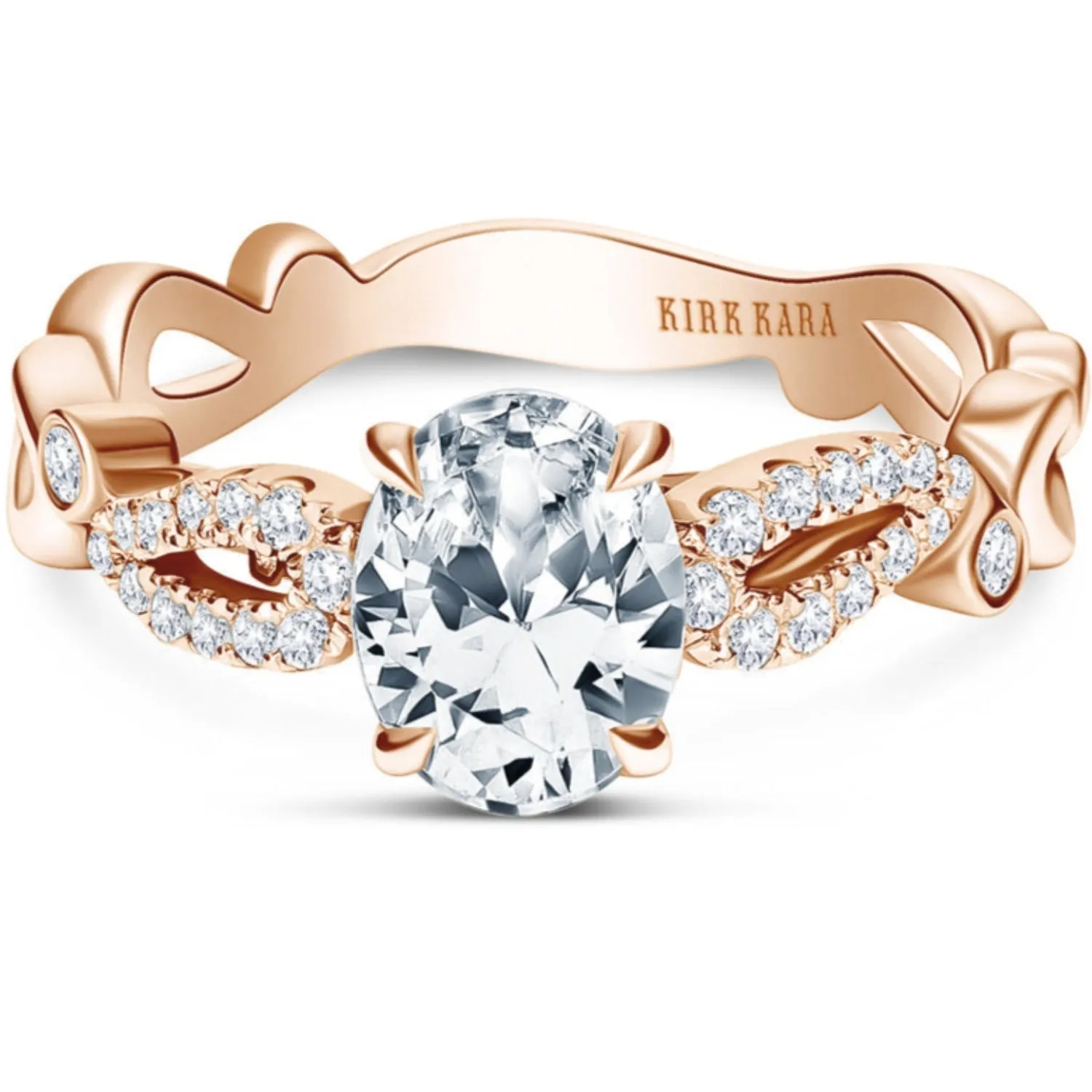 Kirk Kara "Rayana" Cathedral Diamond Engagement Ring with Oval Center
