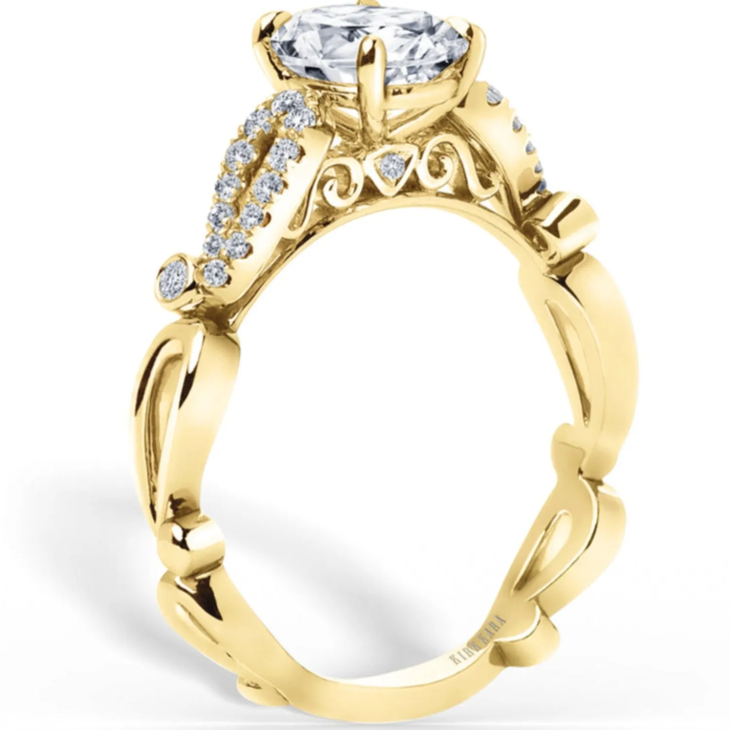 Kirk Kara "Rayana" Cathedral Diamond Engagement Ring with Oval Center