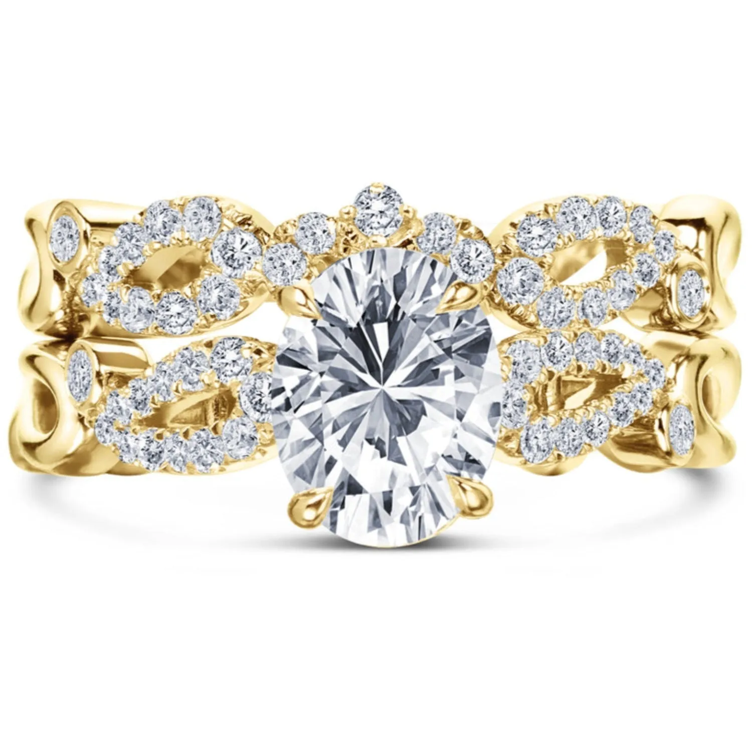 Kirk Kara "Rayana" Cathedral Diamond Engagement Ring with Oval Center