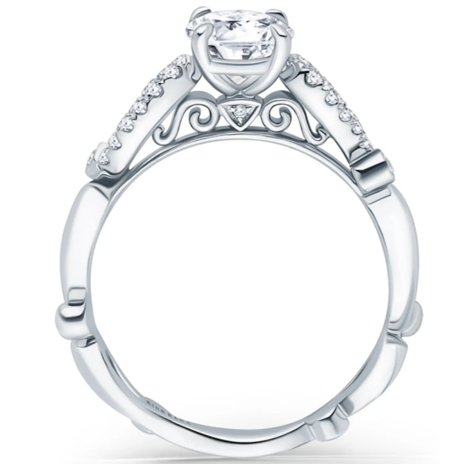 Kirk Kara "Rayana" Cathedral Diamond Engagement Ring with Oval Center