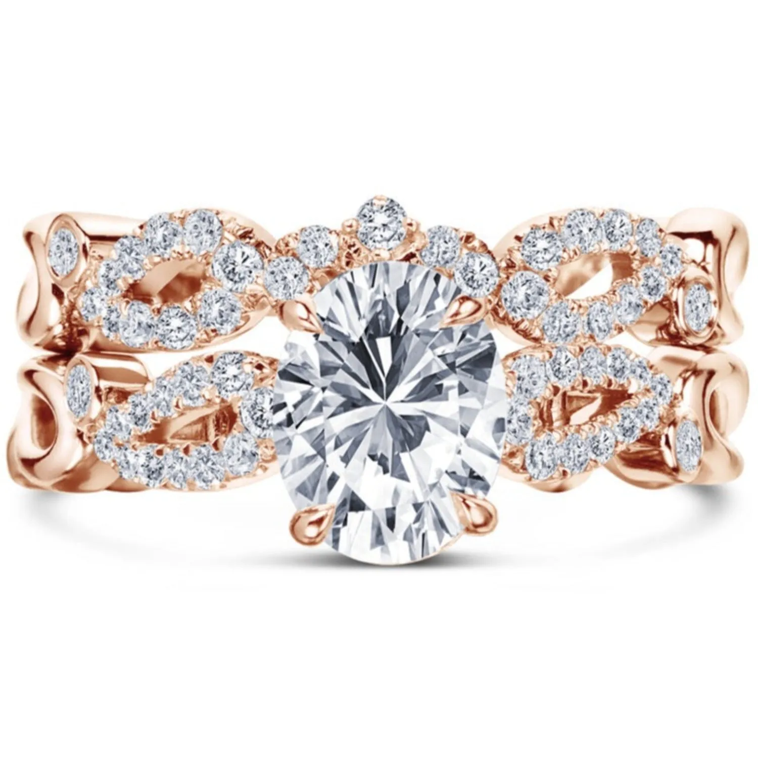 Kirk Kara "Rayana" Cathedral Diamond Engagement Ring with Oval Center