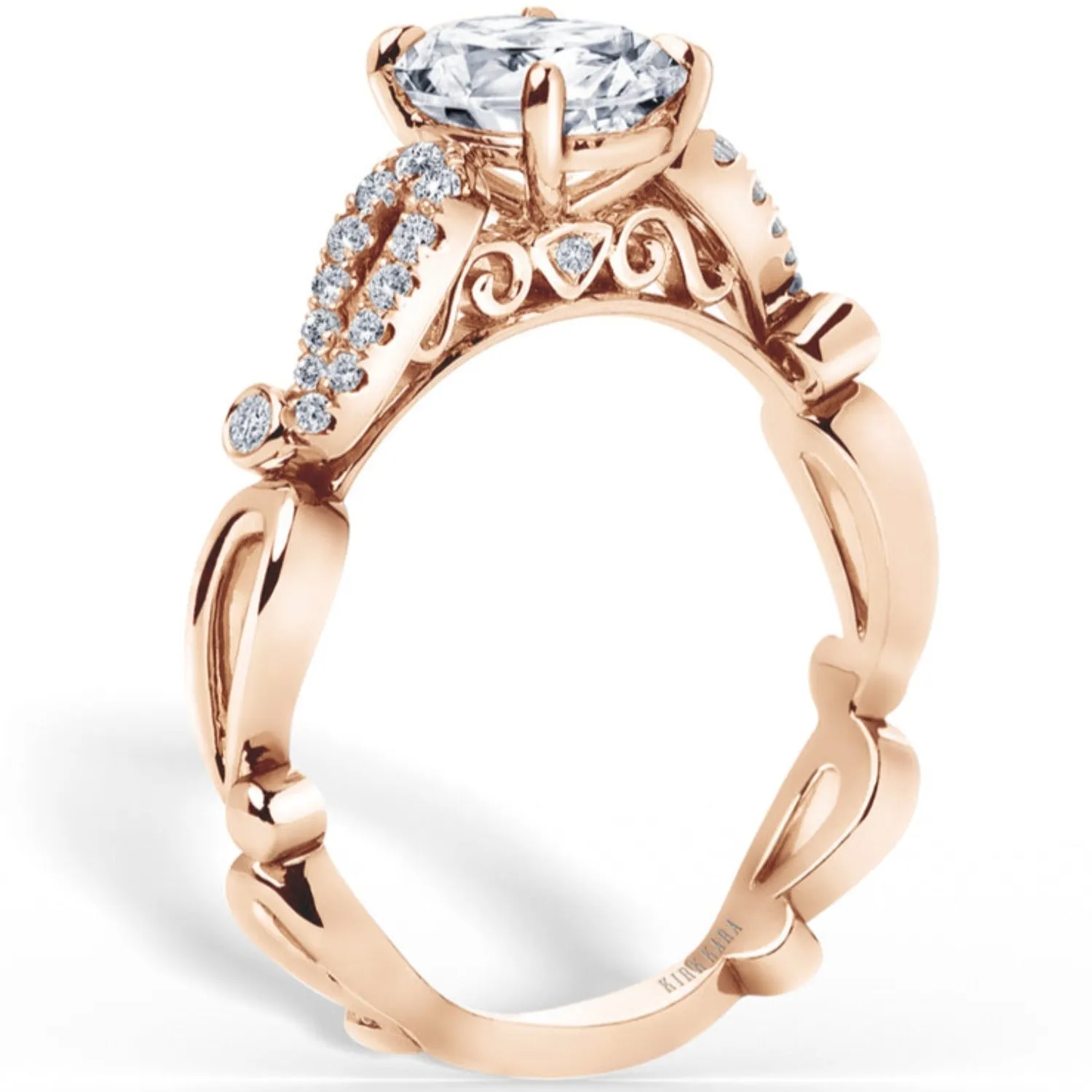 Kirk Kara "Rayana" Cathedral Diamond Engagement Ring with Oval Center