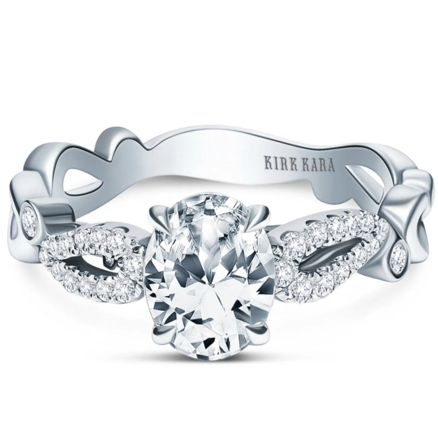 Kirk Kara "Rayana" Cathedral Diamond Engagement Ring with Oval Center