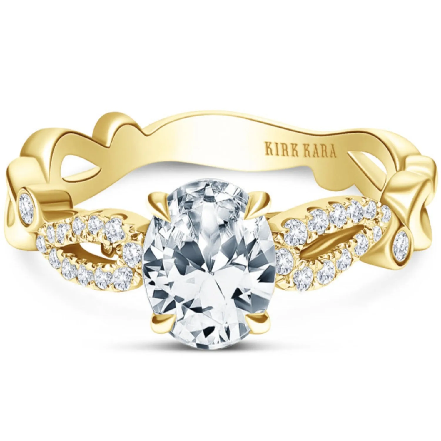 Kirk Kara "Rayana" Cathedral Diamond Engagement Ring with Oval Center