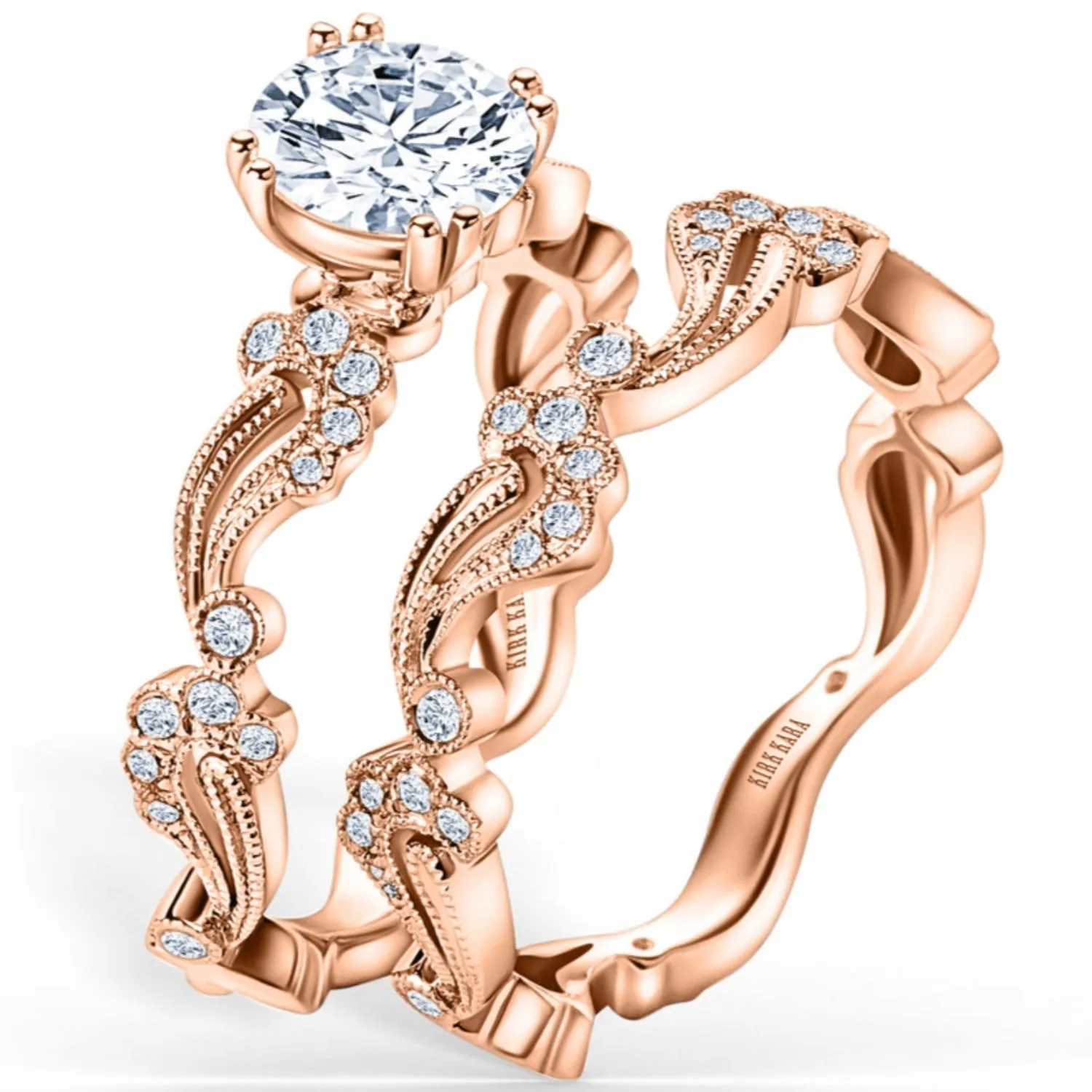 Kirk Kara "Rayana" Milgrain Paisley Swirl Diamond Engagement Ring