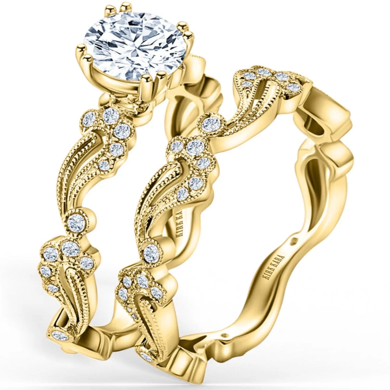 Kirk Kara "Rayana" Milgrain Paisley Swirl Diamond Engagement Ring