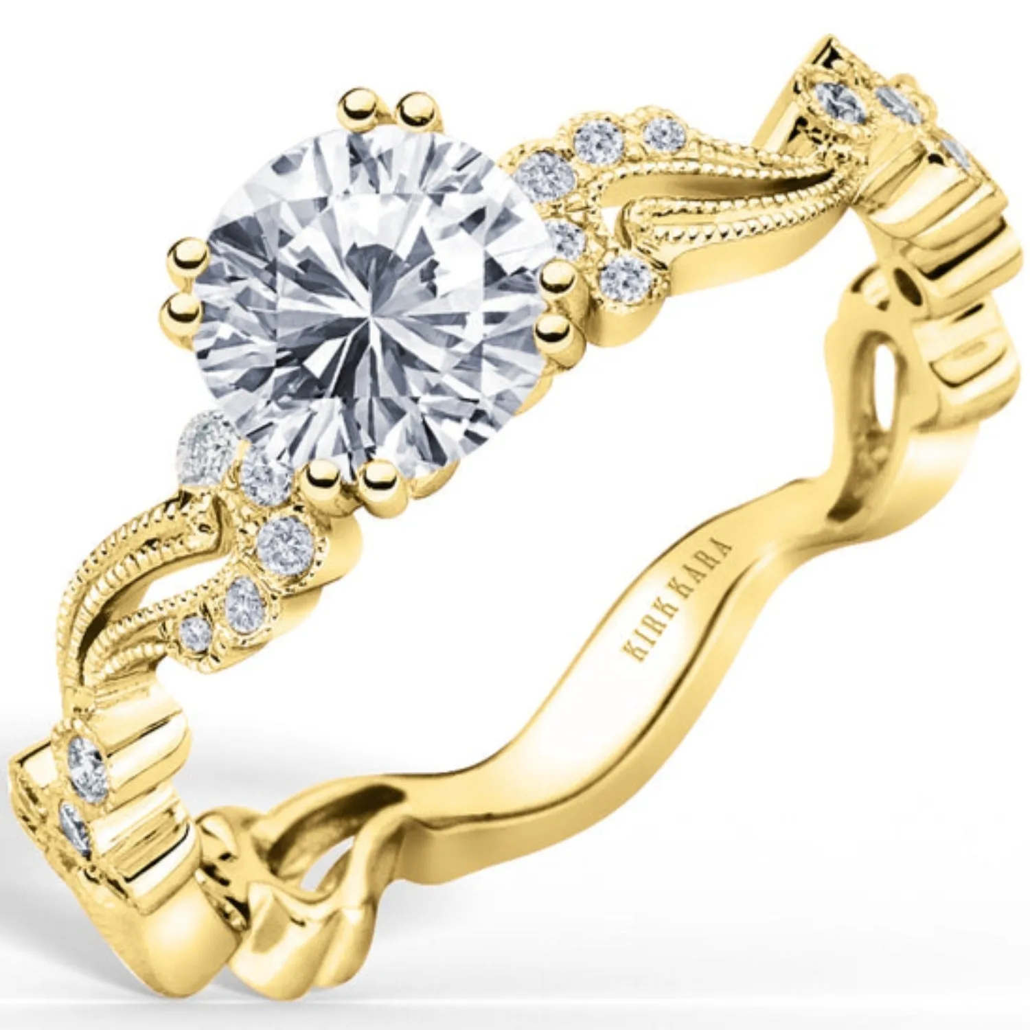 Kirk Kara "Rayana" Milgrain Paisley Swirl Diamond Engagement Ring