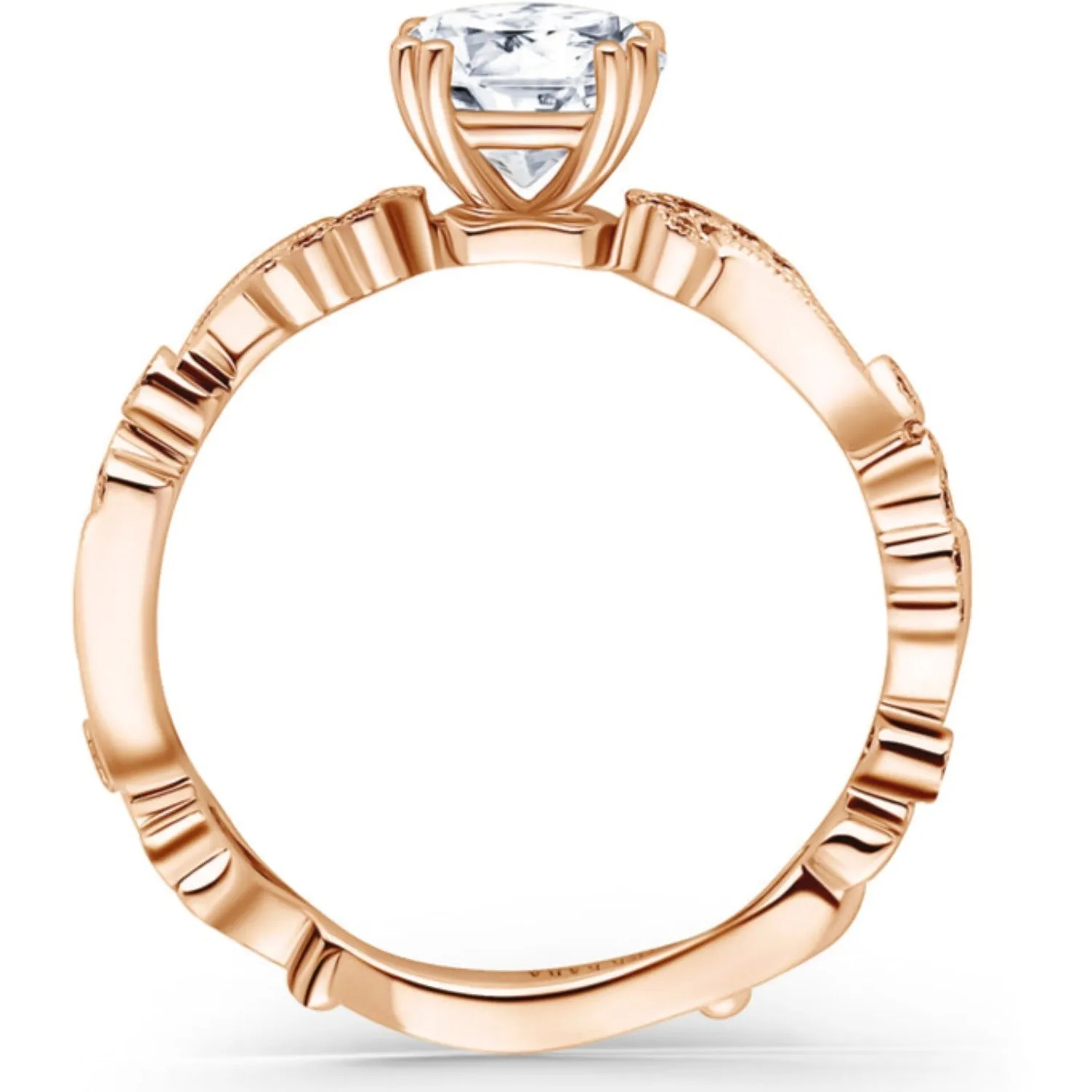 Kirk Kara "Rayana" Milgrain Paisley Swirl Diamond Engagement Ring
