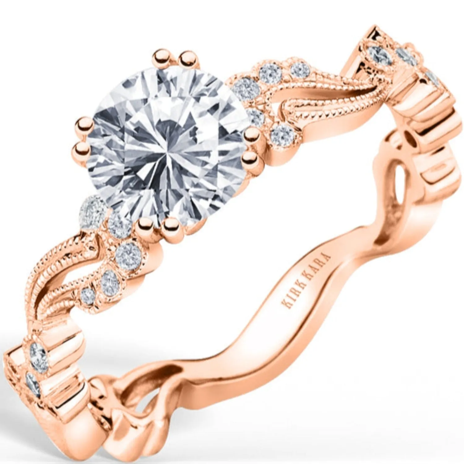 Kirk Kara "Rayana" Milgrain Paisley Swirl Diamond Engagement Ring