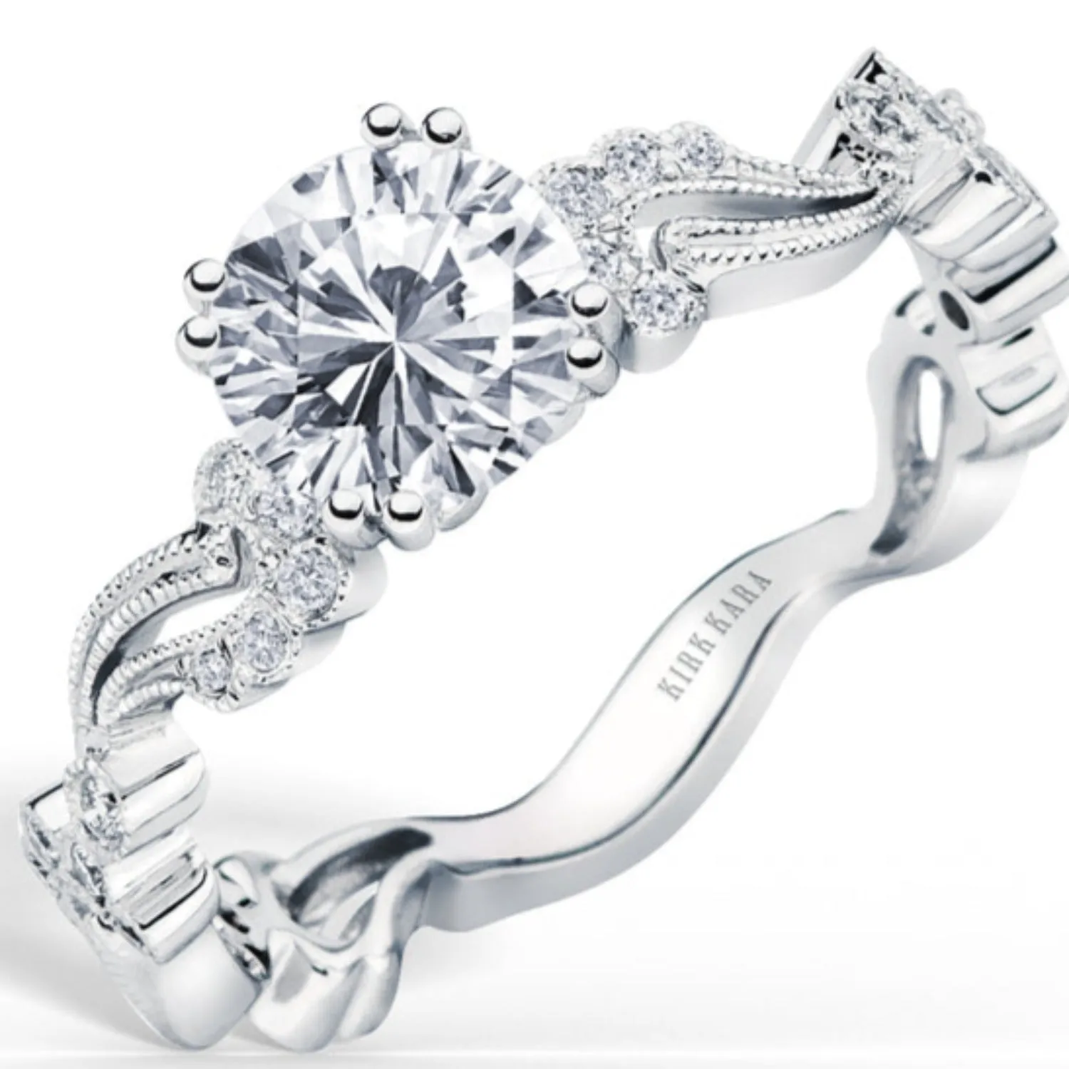 Kirk Kara "Rayana" Milgrain Paisley Swirl Diamond Engagement Ring