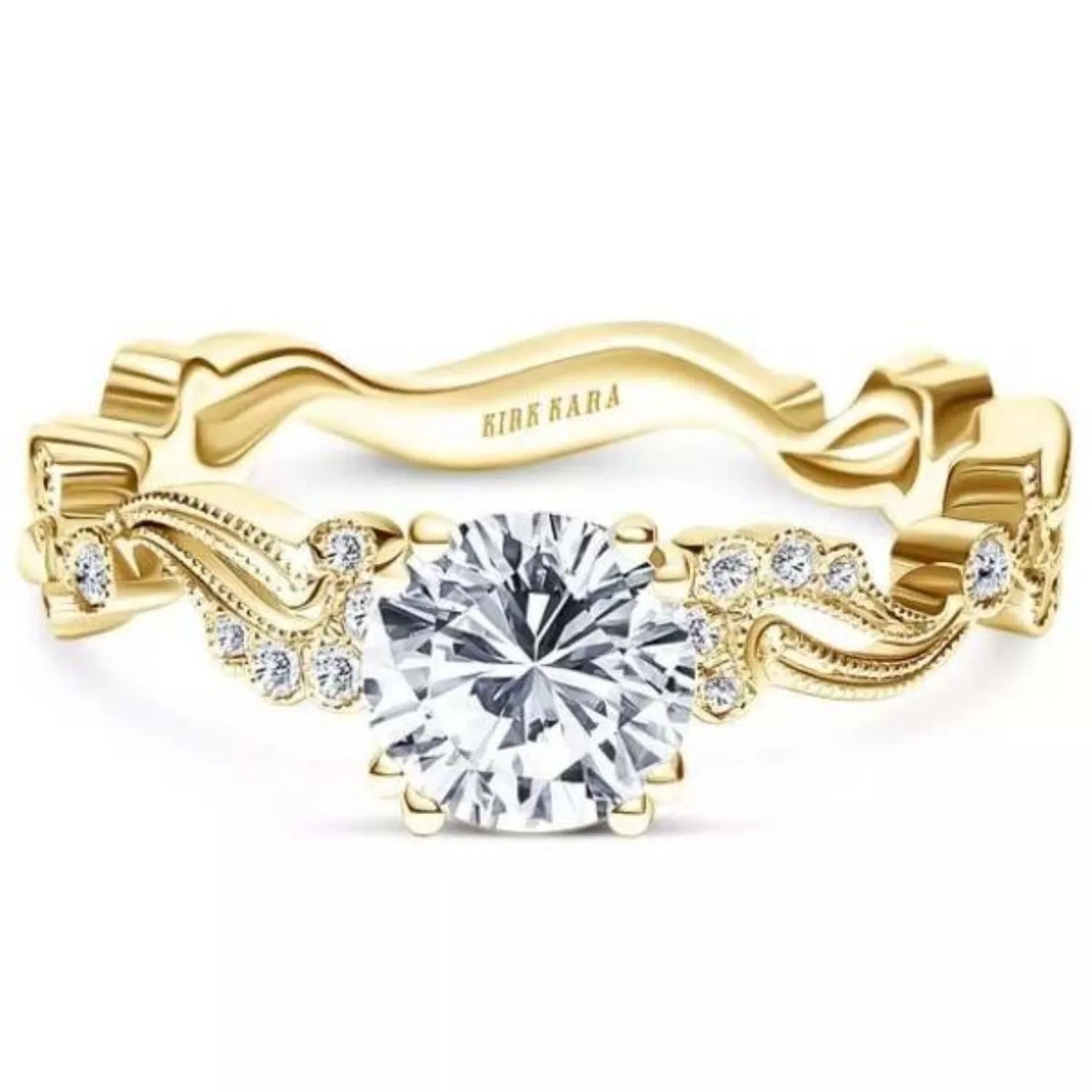 Kirk Kara "Rayana" Milgrain Paisley Swirl Diamond Engagement Ring