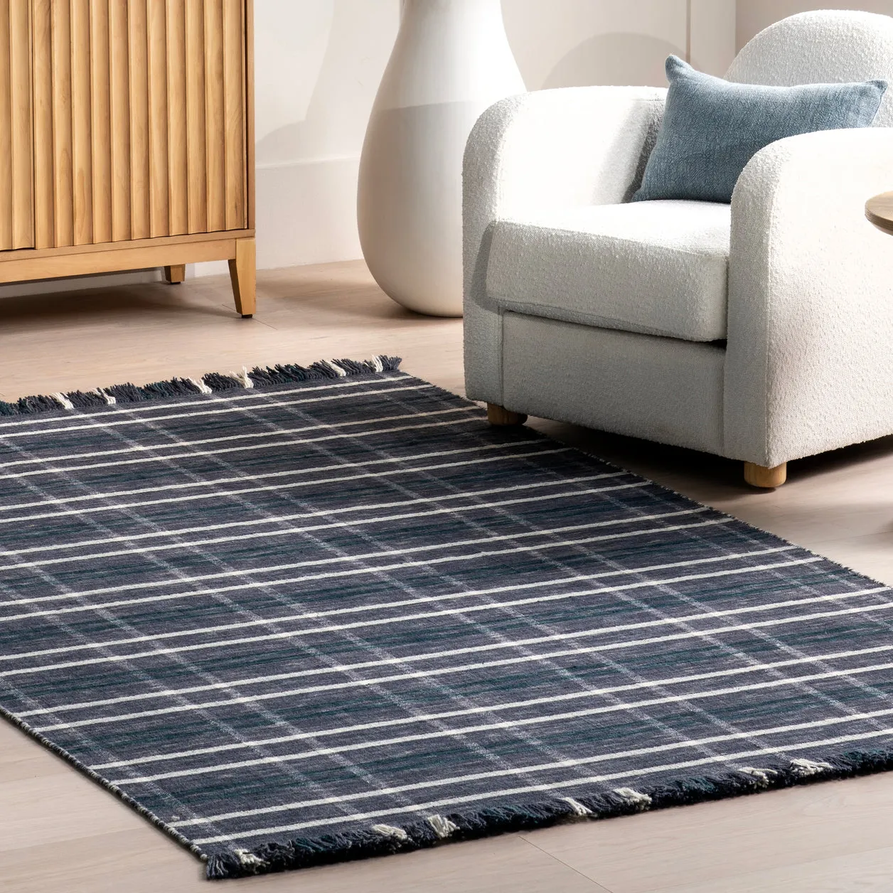 KORETTA PLAID WOOL FRINGE (5' x 8')