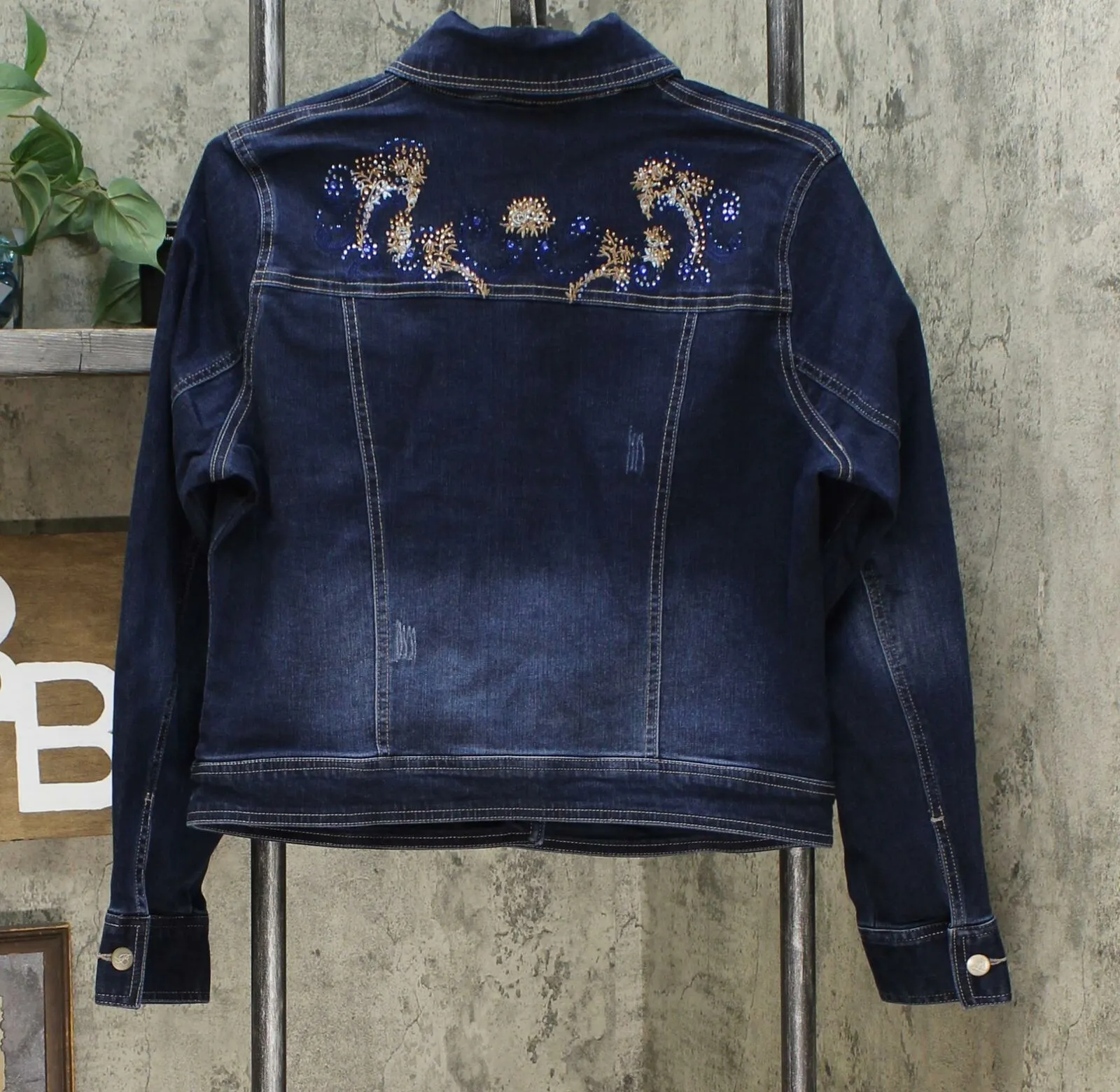 LaBellum by Hillary Scott Women's Embellished Denim Jean Jacket