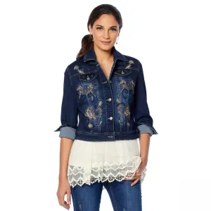 LaBellum by Hillary Scott Women's Embellished Denim Jean Jacket