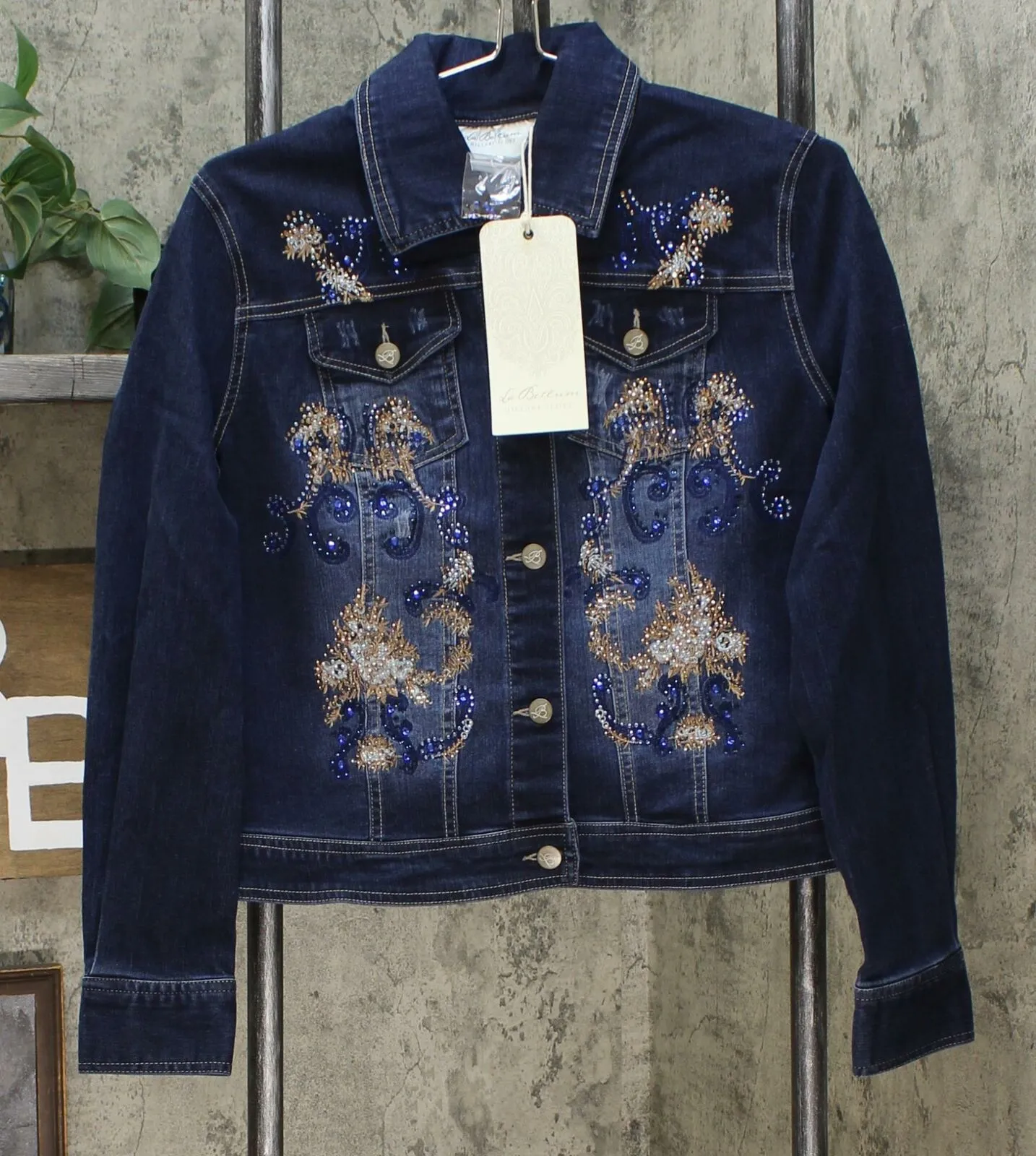 LaBellum by Hillary Scott Women's Embellished Denim Jean Jacket