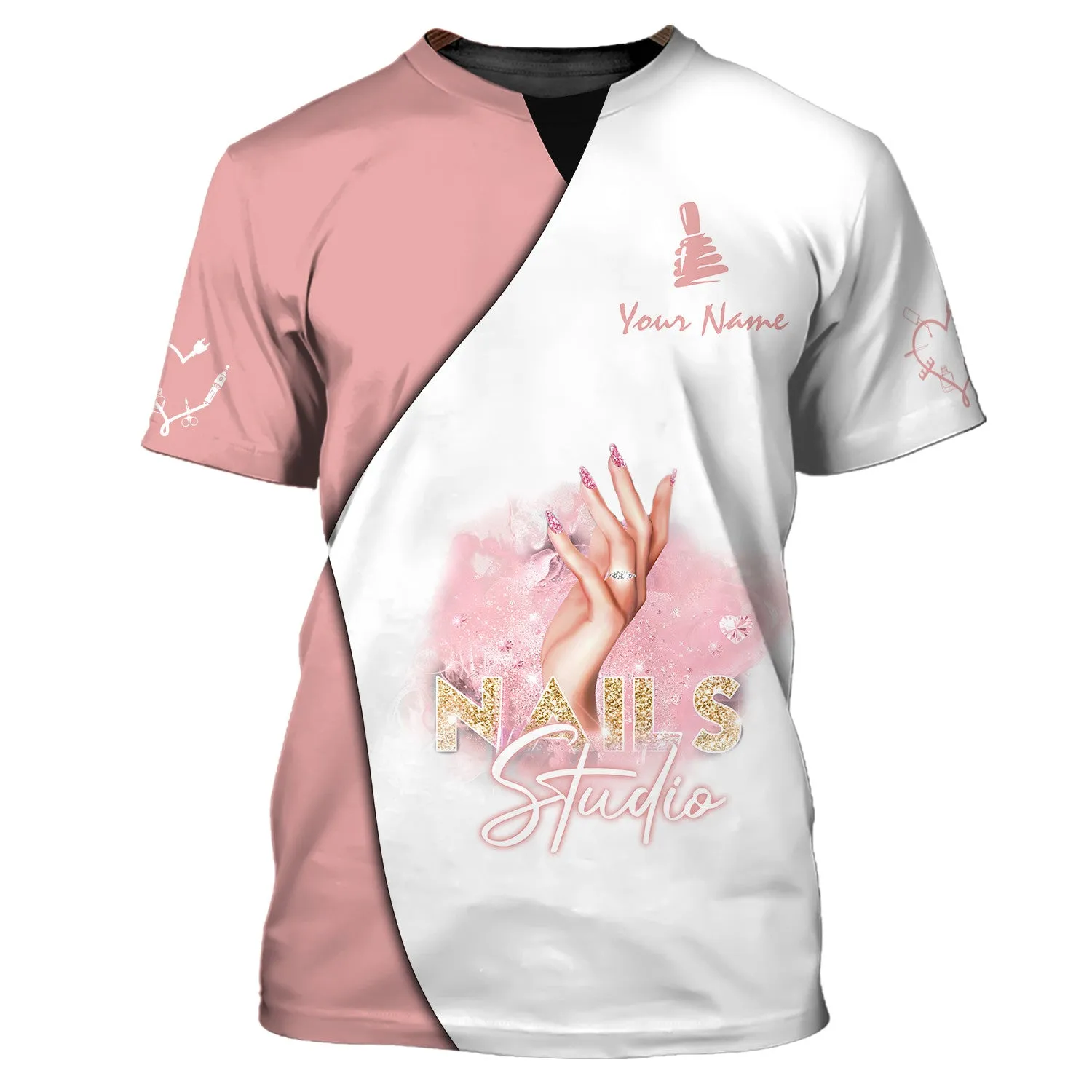 Latest Nail Artist T shirt Custom Nail Salon Uniform Manicurist Tee Shirt [Non Workwear]