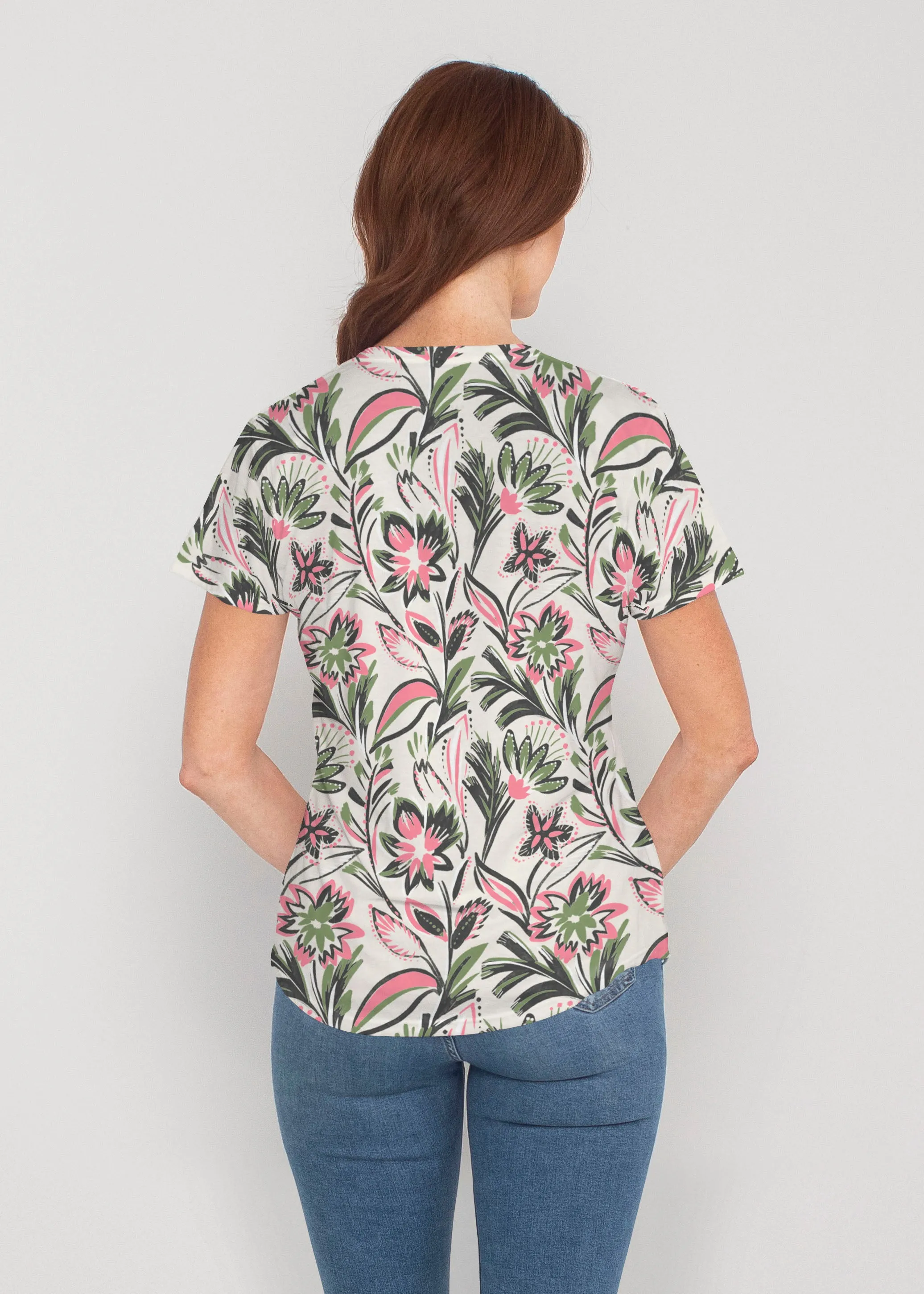 Leopard Bouquet (8019) ~ Contoured Tri-Blend Scoop Tee