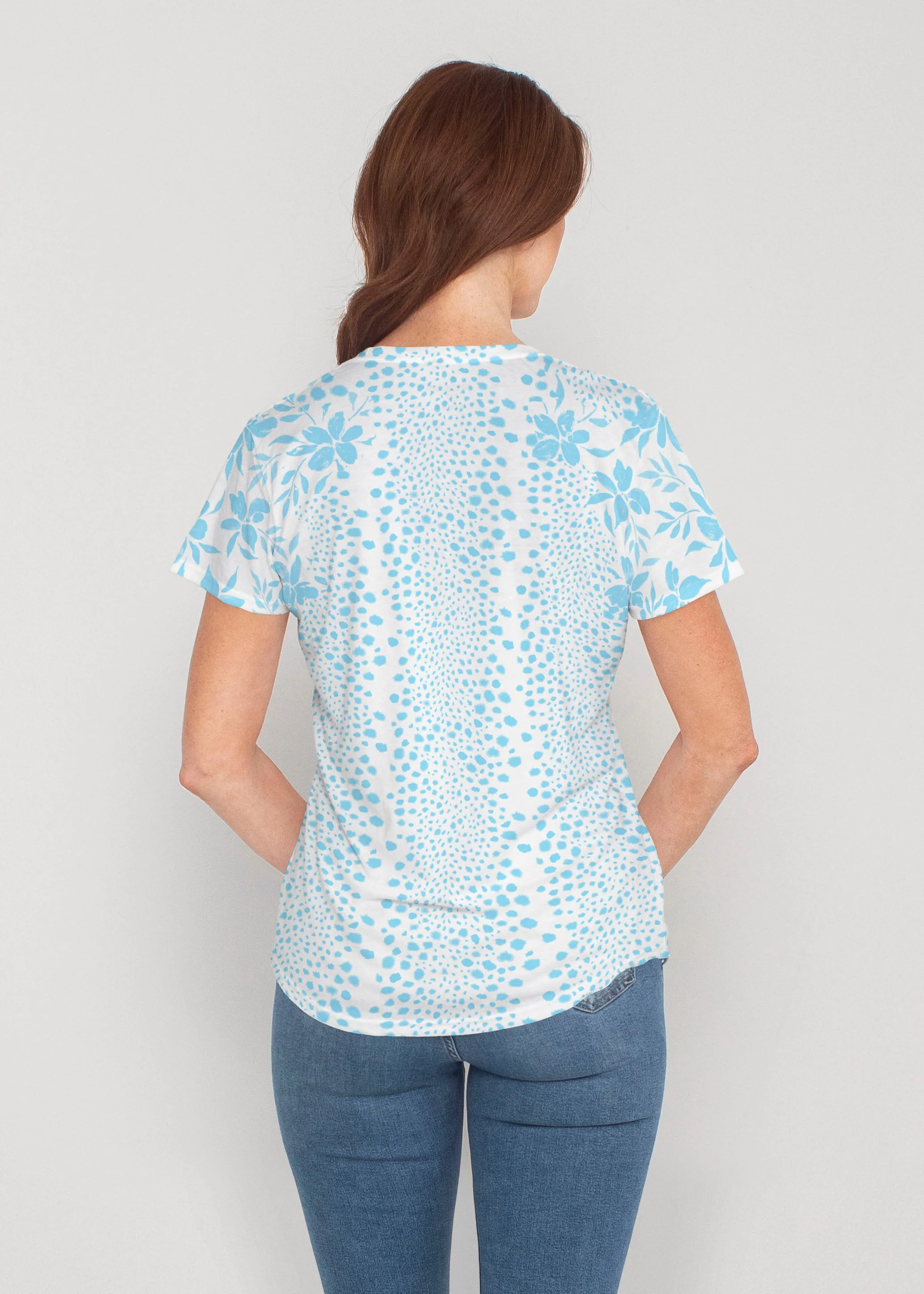Leopard Rose Aqua (8028) ~ Contoured Tri-Blend Scoop Tee