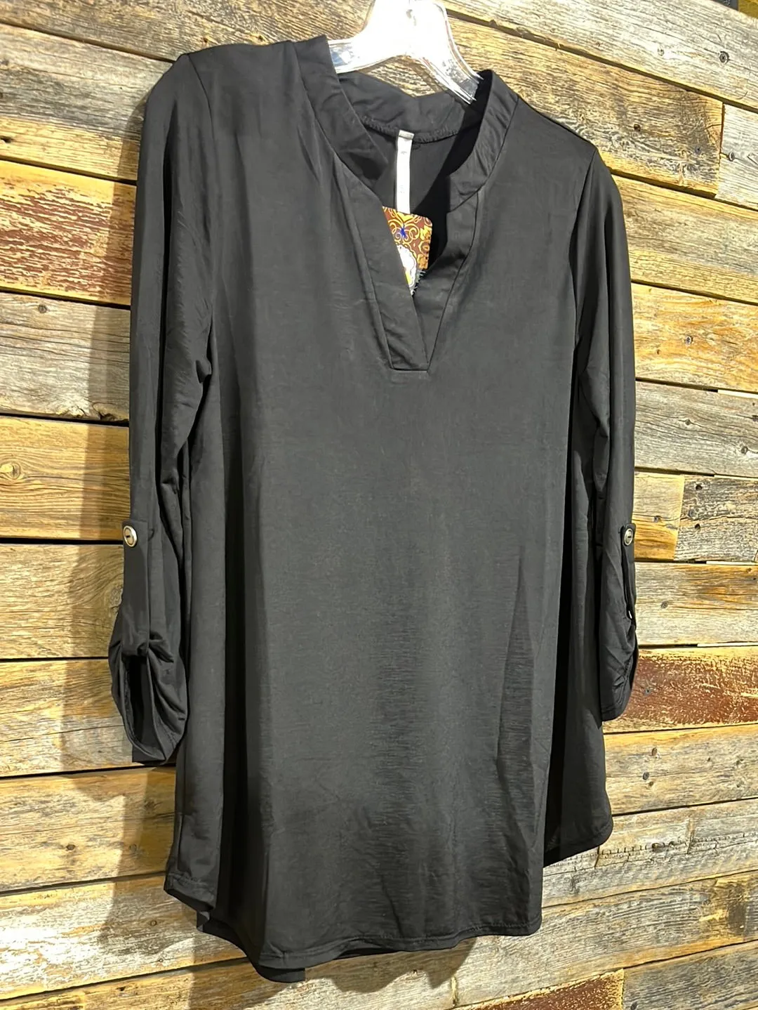 Lizzy Solid Black Blouse