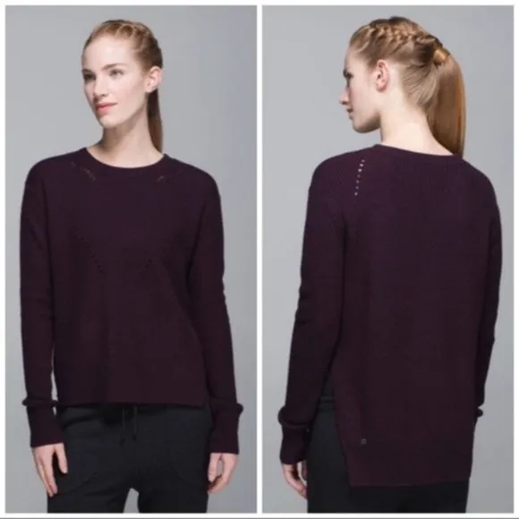 Lululemon Merino Wool Seva Pullover Sweater in Black Cherry