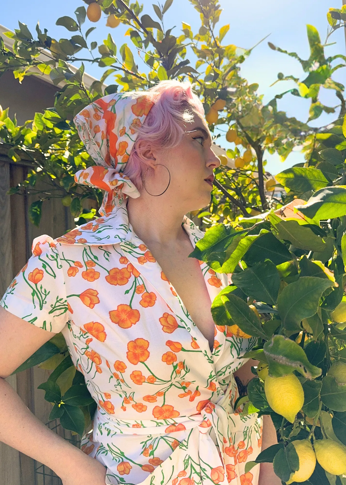 Mad California Poppies Cotton Mulmul Scarf