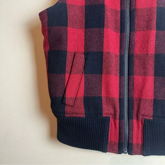 Madewell Buffalo Red and Black Plaid Wool Vest Women’s Size Medium