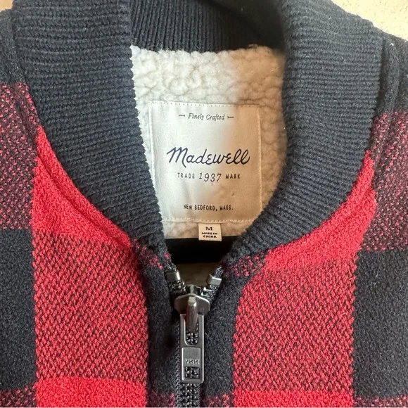 Madewell Buffalo Red and Black Plaid Wool Vest Women’s Size Medium