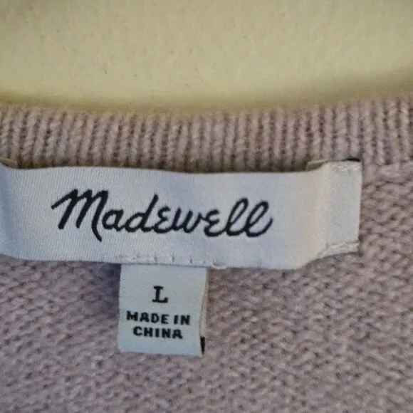 Madewell Staley V Neck Pullover Sweater Coziest Yarn Blush 2023 Size L