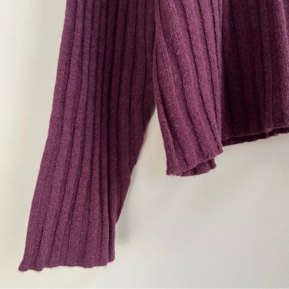 [madewell] wool blend ribbed mock neck cropped sweater heather plum 3X