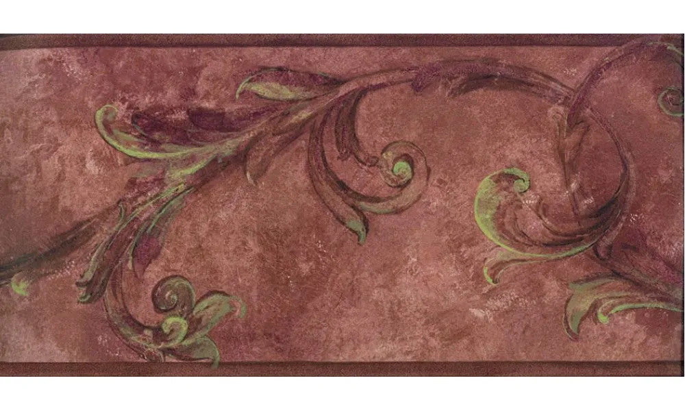 Maroon Brown Vintage Floral OS24604B Wallpaper Border
