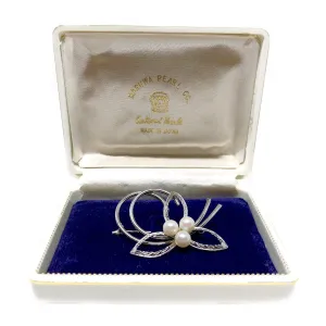 Maruwa Swirl Japanese Saltwater Cultured Akoya Pearl Brooch- Sterling Silver