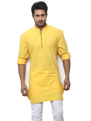 Men Soothing Cotton Yellow Simple Kurta