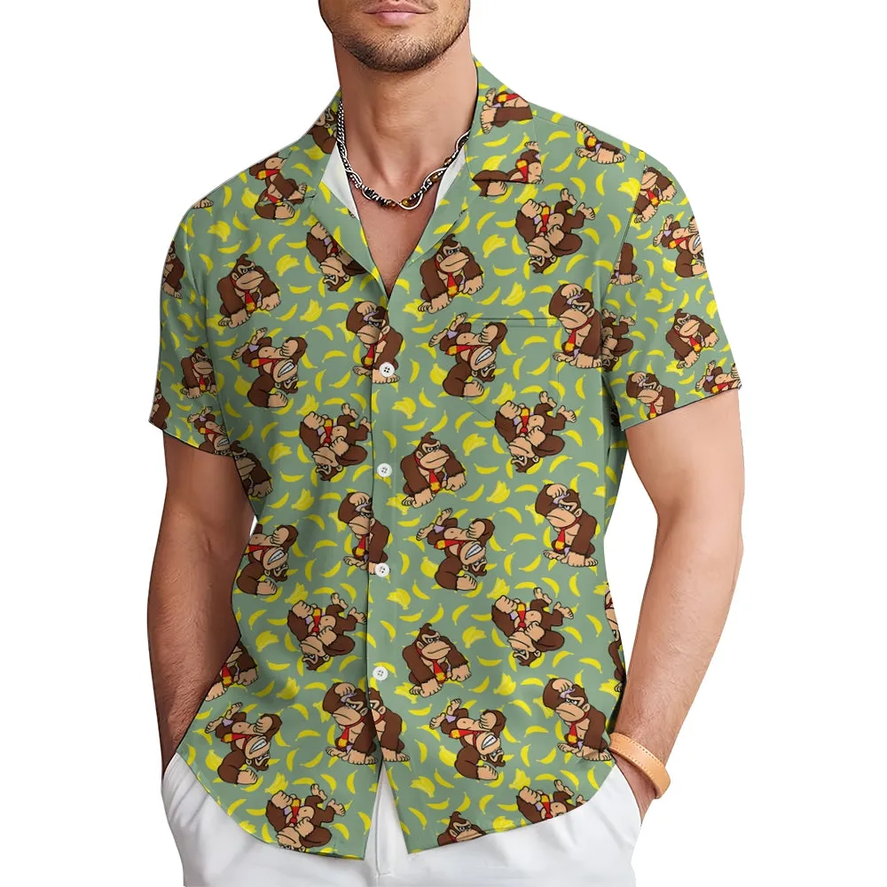 Mens Fashionable Monkey Print Banana Shirt 2409003489